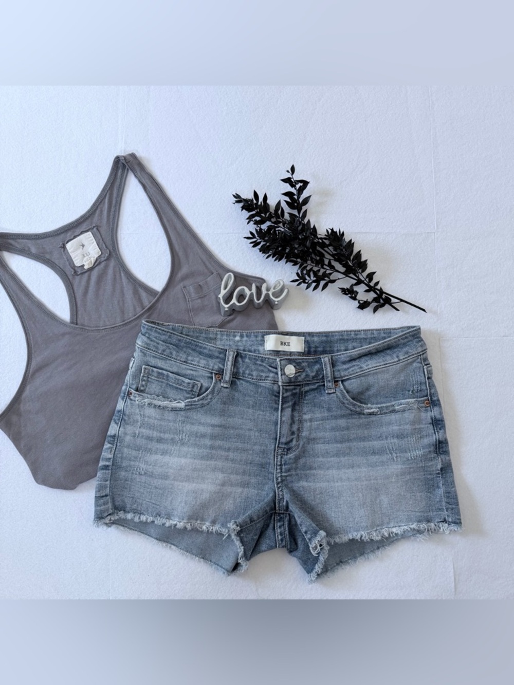 BKE Stella Medium Wash Low Rise Denim Cutoff Shorts